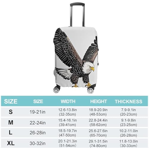 Sketch of Bald Eagle Diving Elastic Luggage Cover Suitcase Protector for 19-32 Inch Suitcases | Universal Stretchable Travel Bag Cover | Anti-Scratch, Washable with Zipper Closure XL2