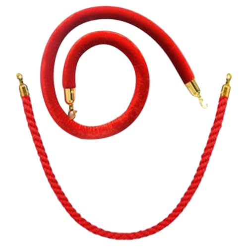 Corde de barrière en velours rouge et crochets dorés en lot de 2 pièces pour poteau de guidage