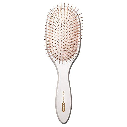 Titania Mother-of-Pearl Styling Oval Hair Brush - Durable Quality Volumizer Hairbrush w/Copper Coated Bristles - Healthy Scalp & Easy Grooming For Straight & Curly Natural Hair, Extensions & Wigs
