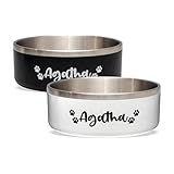 Personalized Pet Bowl with Name, Custom Non-Slip Stainless Steel Dog & Cat Food and Water Feeding Bowl, Gift for Animal Moms (Paws)