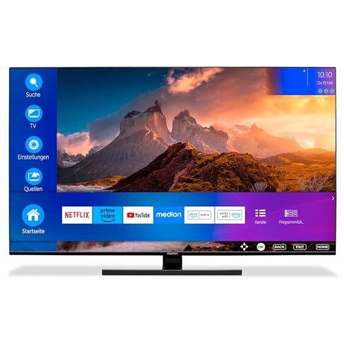 MEDION X15574 (MD 30987) 138,8 cm (55 Zoll) QLED Fernseher (Smart TV, 4K, Dolby Vision HDR, Dolby Atmos, Subwoofer, Netflix, Prime Video, PVR, Bluetooth, MEMC, Micro Dimming)
