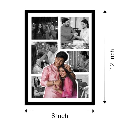 Image of Art Street Personalized Gift 7 Photo Collage Gift for Brother & Sister Photo Frame With Photo Upload, Birthday, Rakhi Gift for Brother, Sister (A4, Black)
