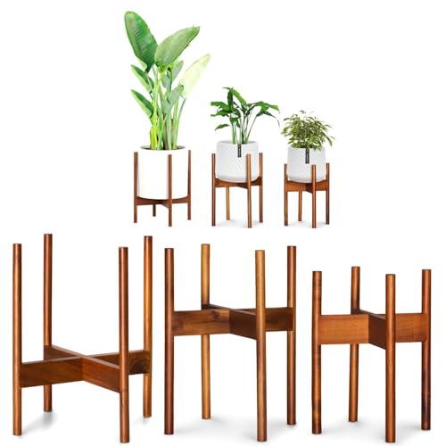 Fox & Fern Set of 3 Mid Century Plant Stand Indoor — Modern Raise...