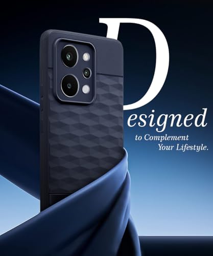 Image of WOW IMAGINE Back Cover for Realme P4 Power 5G | Realme Narzo Power 5G with Hexa Cube Design | Ultra Slim Soft Rubberised Case | Inner Velvet Fabric | Flexible Mobile Case | Camera Protection - Blue