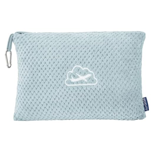 BEDELITE Travel Blanket Airplane Compact with Bag, Portable and Packable 2 in 1 Jacquard Travel Pillow and Blanket Set, Airplane Blanket Travel Essentials with Luggage Sleeve & Backpack Clip, Blue