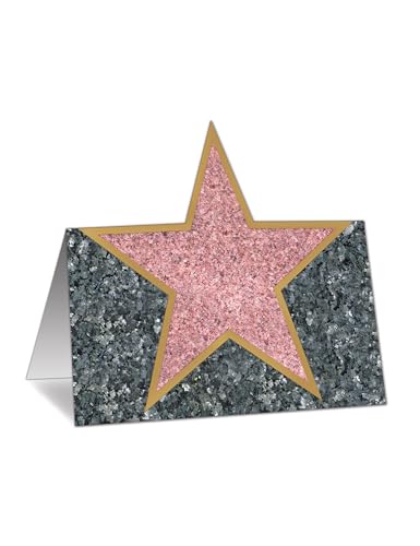 Beistle Star Place Cards 12-Pack Name and Table Seating Accessories Hollywood Party Decor for Awards Night Movie Premiere or Celebrity-Themed Events 4.24
