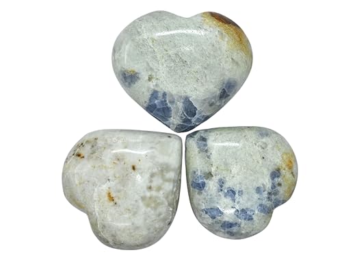 Image of Crystal Heaven Certified Hackmanite Heart Palm Pebbles Stones For Anxiety Stress Relief Massage-Aaa Grade Original Healing Gemstone Agate Heart Palm Stone For Yoga Meditation Spiritual