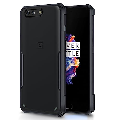 Image of Pikkme OnePlus 5 Back Cover | Crystal Clear Transparent Back | Ultra Hyrbid | Full Camera Protection | Raised Edge | Bumper Back Case (Black)