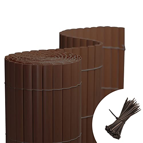 jarolift PVC Sichtschutzmatte Balkon Sichtschutz Wetterfest Garten Terrasse, Sichtschutzzaun Balkonverkleidung Zaun Sichtschutz, 90 x 500 cm, Braun, inkl. 50 Kabelbinder