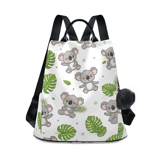 Mochila de viaje antirrobo con koalas de dibujos animados para mujer