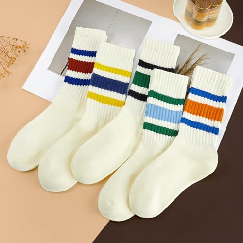 Image of American Trends Tube Socks for Women Striped Slouchy Scrunch Retro Socks Vintage Cute Crew Sock