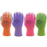 Nitrile Gloves for Women - Showa Atlas NT370 (4 Pack) - Golden Stag Garden Guantes for Women Casual Work Gloves for Ladies, Mechanics, Pink, Purple, Green Nitrile with Thin Nylon Shell NT370L