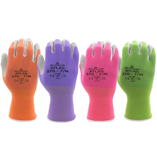 Nitrile Gloves for Women - Showa Atlas NT370 (4 Pack) - Golden Stag Garden Guantes for Women Casual Work Gloves for Ladies
