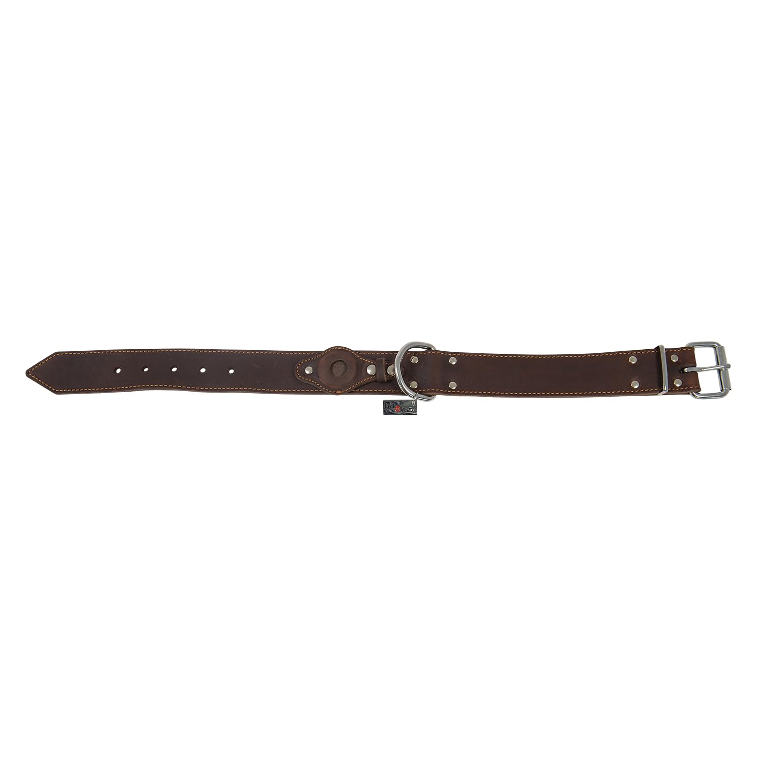 Jack and Vanilla - Collier pour Chien Cuir Gras AIRTAG - Traceur GPS Intégré - Solide, Durable, Facile à Entretenir, Toucher Doux - Look Moderne - Couleur Brun, Taille 40 mm x 65 cm