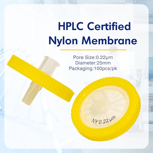Image of Syringe Filters Nylon Hydrophilic Filtration 0.22um Micron Pore Size 25mm Membrane Diameter Lab Nylon Membrane Disc Non-Sterile by Labfil, Pack of 100