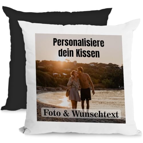 Personalisiertes Kissen 40x40 cm mit Foto & Kissenfüllung – Individuelles Fotokissen mit Bild – Personalisiertes Geschenk für Frauen, Männer &...