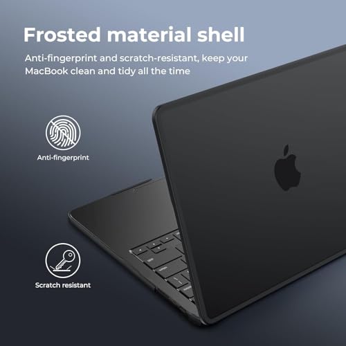Image of Meyaar Compatible with MacBook Neo Case 13 Inch A3404 with A18 Pro Chip 2026, Transparent Hard Shell Plastic Snap-On Protective Cover (Frosted Black, for MacBook Neo 13 inch (A3404))