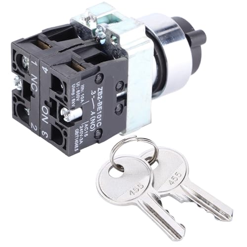 Yechiry Interruptor de Llave de 2 Posiciones, Interruptor de Palanca Eléctrico, de Control de Potencia para Panel y Gabinete Industrial, Ideal para Sistemas de Control