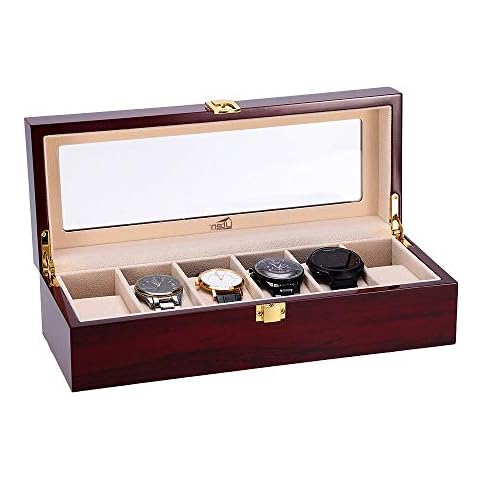 Watch Display Storage Box Jewelry Collection Case Organiser Holder for Men Wooden Cover