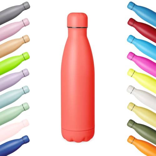 Dc Casa Borraccia Termica 500 ml – Bottiglia Isotermica in Acciaio Inox – Design Colorato e Resistente – Mantiene Caldo e Freddo – Viaggio, Ufficio, Sport, Scuola, Tempo Libero (Rosso pastello)