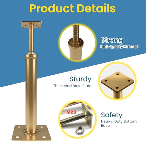 Image of 8 PCS House Floor Jacks for Leveling, 11.6 inch to 16 inch Adjustable Height Range House Jacks for Leveling, Floor Leveling Support, Screw Jack Post for Home Leveling, Basement, Porches, Roof Beams and Decks