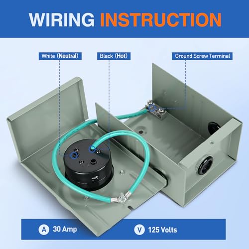 Image of Nilight 30AMP Generator Power Inlet Box Pre-drilled ETL Listed NEMA L5-30P | 125V Receptacle Boxes LED Indicator Enclosed Lockable Waterproof Outlet for RV Camper Outdoor Use