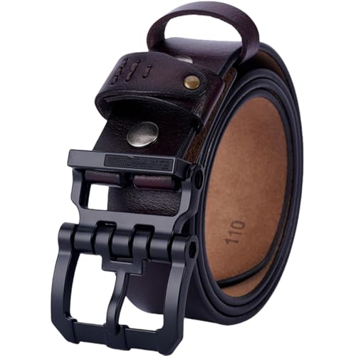 Men's Luxury Vintage Genuine Leather Belt - Pin Buckle Waist Strap, 47.2in/120cm