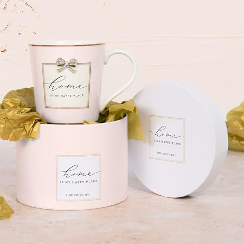 Lesser & Pavey Heart Design Bow Ceramic Mug Home, Home 1, Medium (2.72 x 3.7 inches) - Image 2