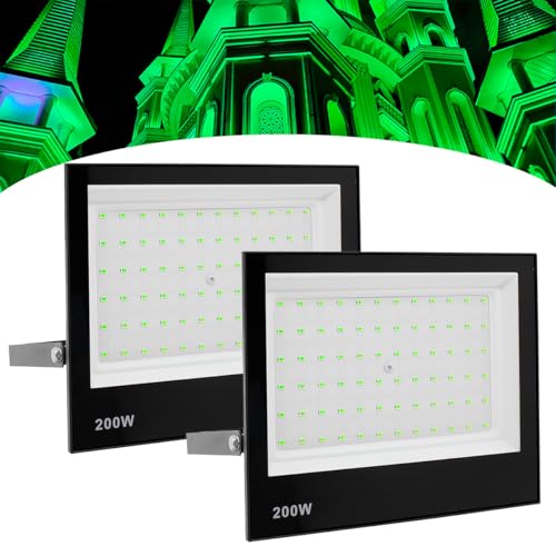 Kit 2 Refletor Led Holofote 200w Ip66 Bivolt Forte Luz Verde