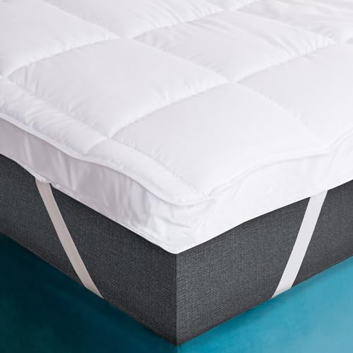Topper 200x200-5 cm en Microfibra Sobrecolchon Suave para Cama 200 Cubre Colchón Hipoalergénico de Fibra de Poliéster para Dormir Mejor en el Dormitorio Sobrecolchon Lavable a Máquina