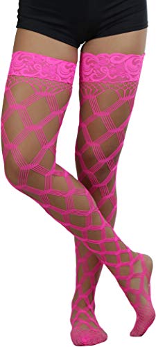 Image of ToBeInStyle Women's Multi-Strand Large Diamond Fence Net Thigh High Stockings