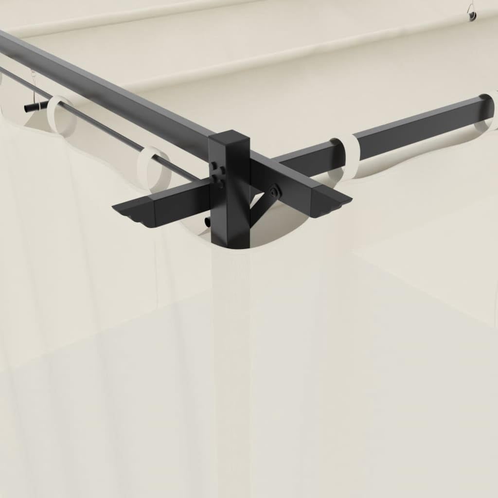 Gazebo da Giardino 3x3 m con Tende Crema in Acciaio | Pergolato da esterno per giardino e patio con tetto retrattile regolabile e tende laterali con cerniera.
