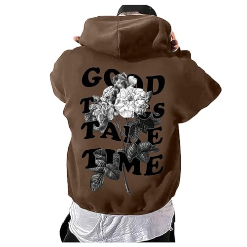 Image of Generisch Hoodie Men's Zip Print Hoodie Long Sleeve Hoodie Top Crew Neck Pullover, brown, S