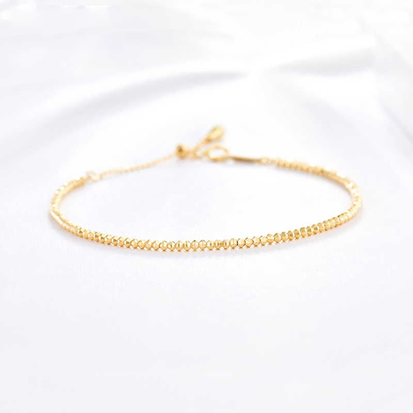 Bracciale Donnatti Oro 9 K / 14 K / 18 K 750, Catena a Perline da 1,8 MM, Regolabile 16 CM + 5 CM, Bracciali Catena Donna Oro