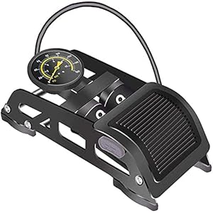 Jukkre Portable Aluminium Body Double Floor Pumps Cylinder Air Pump with Pressure Gauge and Smart Valve Head (Multi - Color)