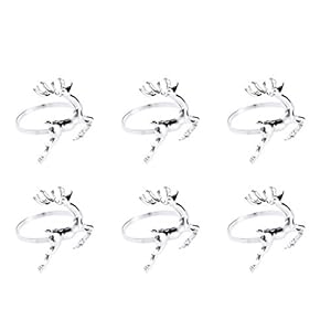 BESTOYARD 6 stuks Kerstmis servetringen houder eland herten servetringen huis tafeldecoratie voor Kerstmis bruiloft Thanksgiving Party dagelijks leven (zilver)