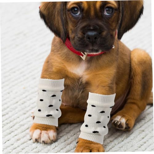 VERDANVERSE 4 StüCk Gestrickte BeinwäRmer FüR Hunde Weiche Baumwolle Haustierbeinsocken Ellbogenschutz Und Sprunggelenkabdeckungen FüR Outdoor Schutz Gegen Schmutz Und KäLte und 11 x 5 x 1 cm