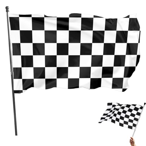 YOFDAL 1 Stück Rennflagge mit Schachbrettmuster, Schwarz und Weiß – 150 x 90 cm, aus strapazierfähigem Polyester, für Dekoration, Geburtstag, Thema Auto oder Motorrad, Sportveranstaltungen und Partys