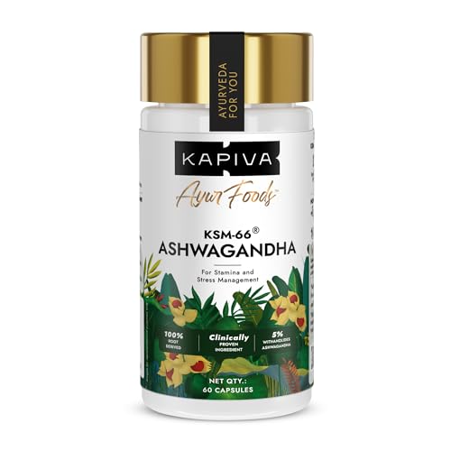 Kapiva KSM-66 Ashwagandha (500mg) | Clinically Proven with 5% Withanolides | 100% Root Extract | Sup...