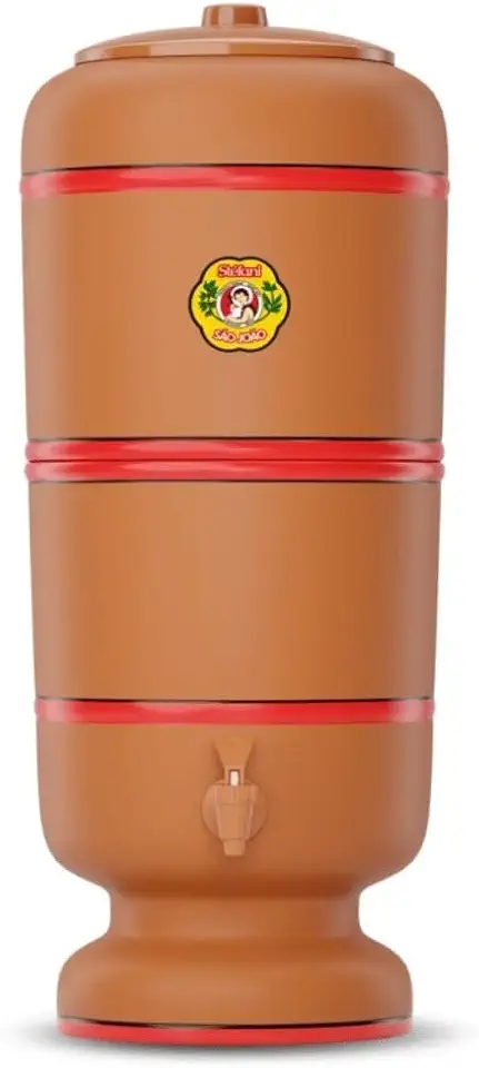 Filtro De Barro São João Stéfani 8 Litros 2 Velas Tripla Ação e 2 Boias.