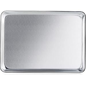 TrueCraftware- 18″ x 13″ Half Size Stainless Steel Sheet Pan 20 Gauge- Bakeware Baking Pan Baking Sheet Baking Tray Cookie Sheet for Oven Perfect for Baking Roasting Heavy Duty & Rust Free