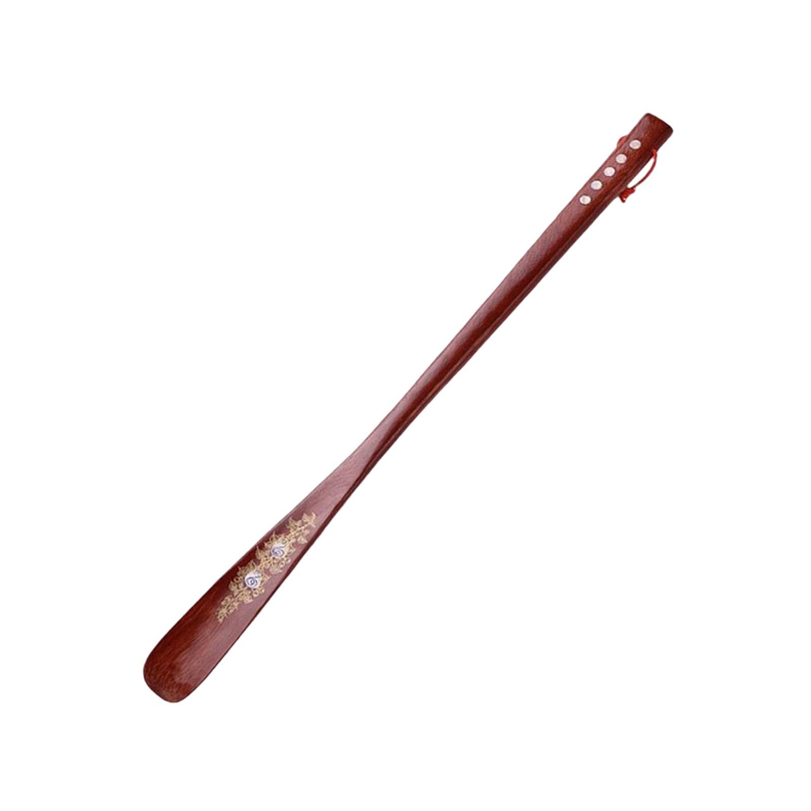 Calzador de Madera con Mango Largo de 70 Cm para Quitar Zapatos, Rojo