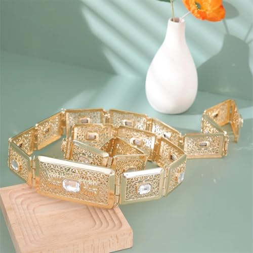 Luxury Bride Wedding Jewelry Inlay Big Gemstone Moroccan Caftan Belt For Women Dress Waist Chain4