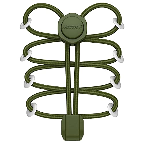 HOMAR Elastic No Tie Shoe Laces Stretch Tieless Shoe Laces for Sneakers No Tie Shoelaces Elastic Laces for Adults and Kids, Pure Army Green, One Size