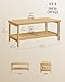 VASAGLE 2-Tier Coffee Table for Living Room, Rectangular Living Room Table, with PVC Rattan Storage Shelf, Rounded Corners, Easy Assembly, Boho Style, 21.7 x 39.4 x 17.7 Inches, Oak Beige ULCT240Y57