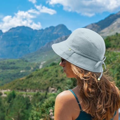 Image of SANNIDHI Sun Hats for Women Bucket Hat for Women, Wide Brim Summer UV Protection Beach Hat, Outdoor Casual Womens Hats with Chin Strap, Fashion Ladies