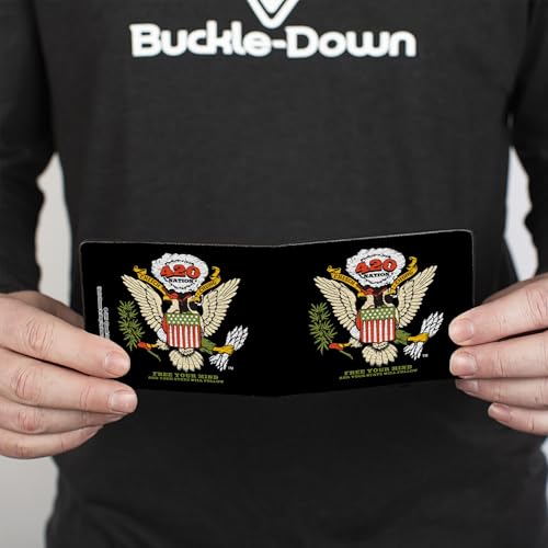 Cheech & Chong Wallet, Bifold, Cheech and Chong 420 Nation Coat of Arms Black, Vegan Leather4