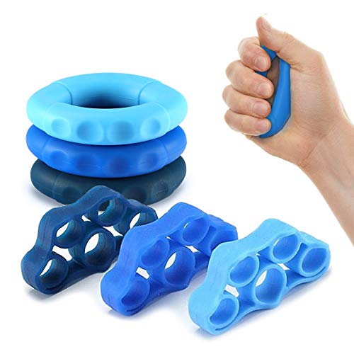 CUNBANZ Hand Grip Strengthener,Finger Exerciser, Grip Strength Trainer (6 PCS),Finger Stretcher for Arthritis Carpal,Grip Strength Trainer,Guitar and Rock Climbing