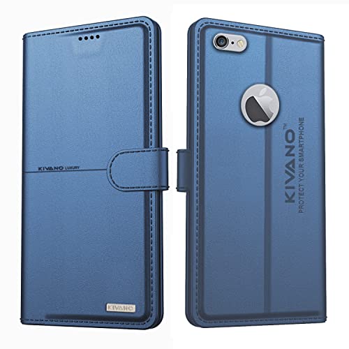 Image of KIVANO PROFESSIONAL SERIES Wallet Case Compatible for Apple iPhone 6 / iPhone 6S | LUXURIOUS DESIGN | HANDCRAFTED UNIQUE | PREMIUM | PU Leather Flip Cover | Card Slots | Kickstand | Magnetic Closure - Dark Blue