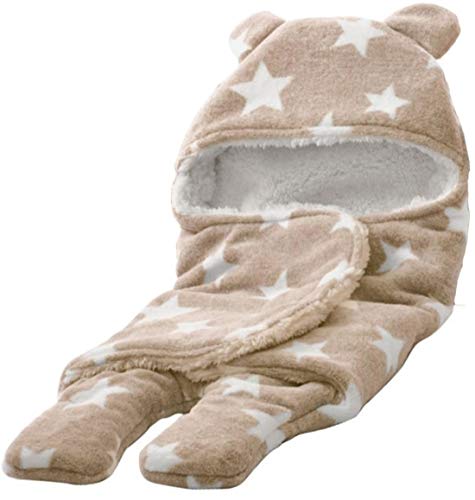 Image of BRANDONN Baby Blanket Newborn Gift Pack Swaddle Wrapper with Bear Hood, Ultra-Soft Premium Flannel Fabric, 0-9 Months, Length 68 cm x Width 68 cm